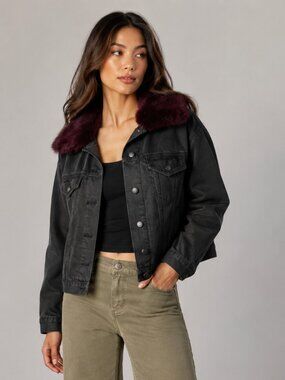 JAK & RAE Faux Fur Jean Jacket Size Medium